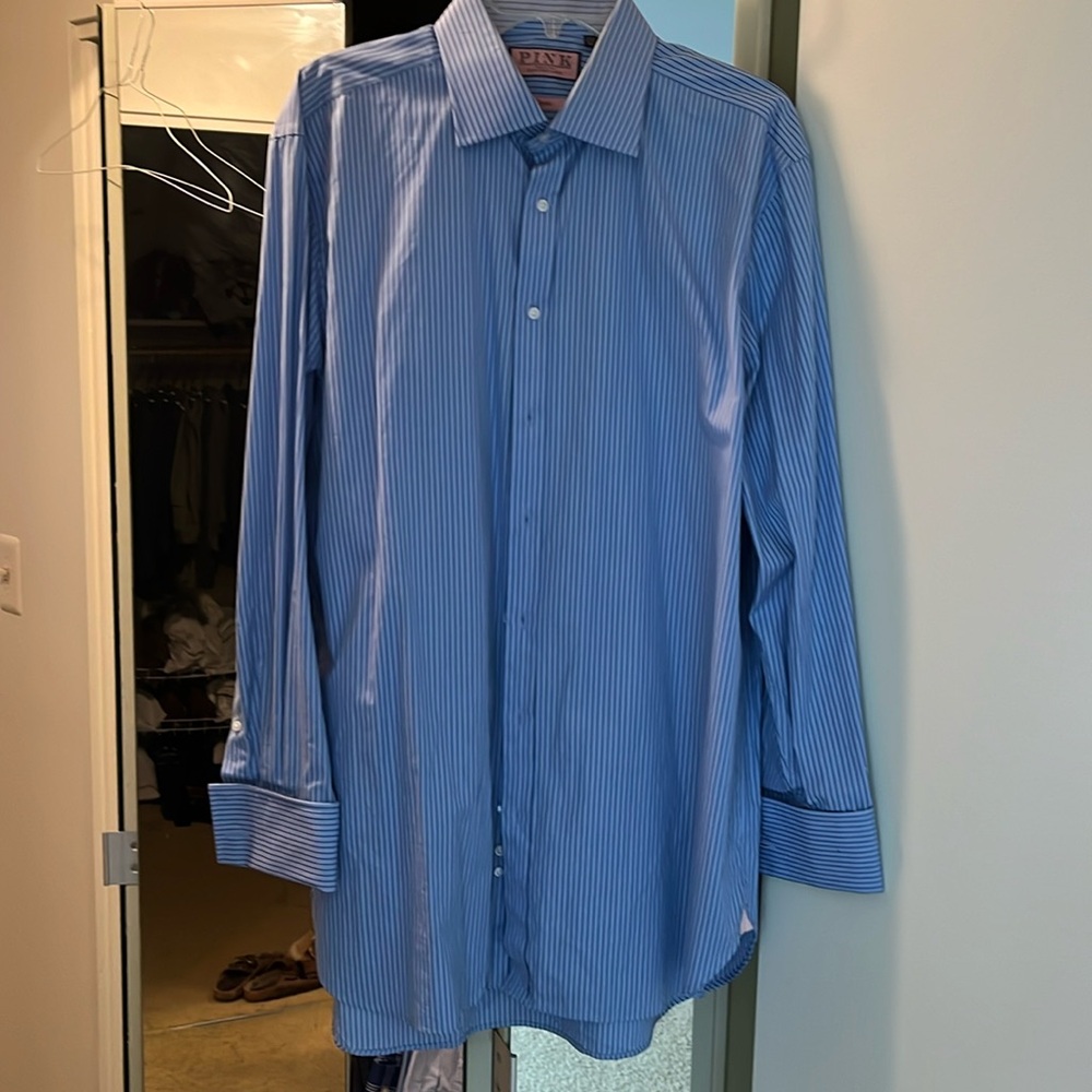 PINK by Thomas Pink Dress Shirt French Cuffs Size 17-35